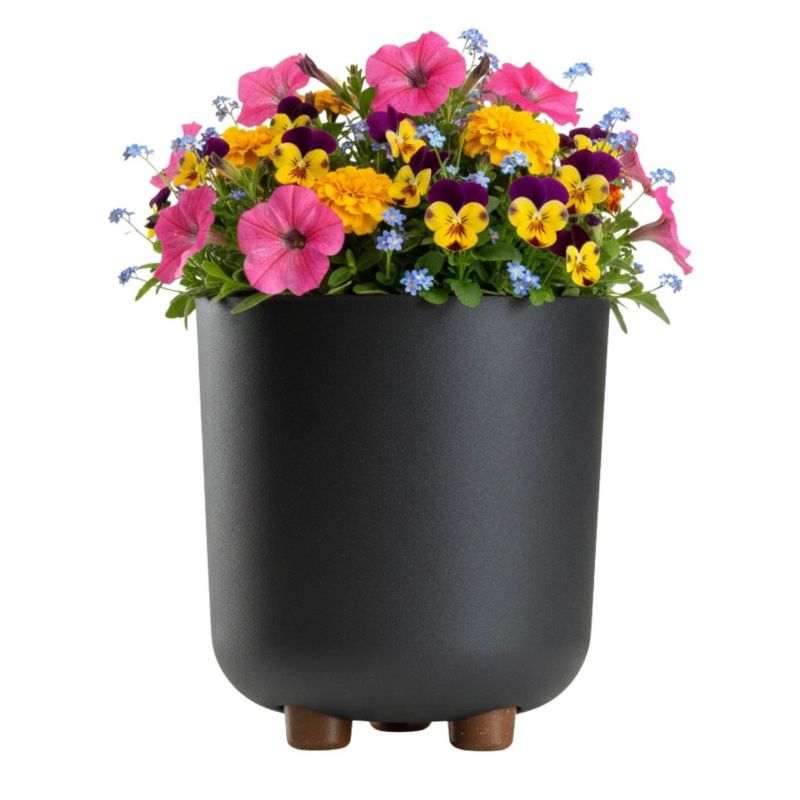 Doniczka plastikowa TERRA HowHomely na nóżkach antracyt owalna 19,3 cm 1 szt.