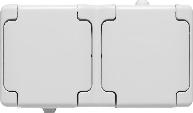 Gniazdo podwójne Kos natynkowe hermetyczne z uziemieniem IP54 białe 1 szt.