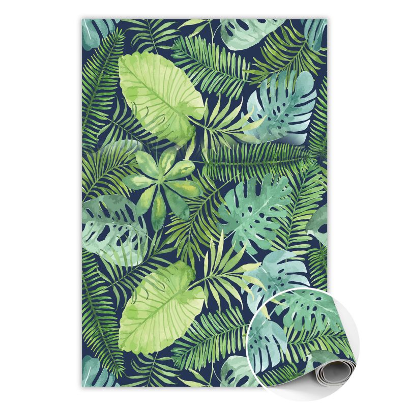 Dywan Tulup Winylowy z Nadrukiem 100x150 cm Tropikalne liście Uniwersalny z Modnym Wzorem 1 szt.