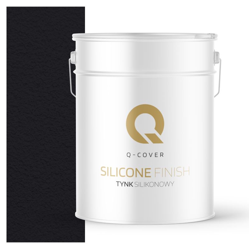 Tynk Silikonowy Elewacyjny Baranek 2.0mm Q-Cover Czarny głęboki RAL9005 15KG