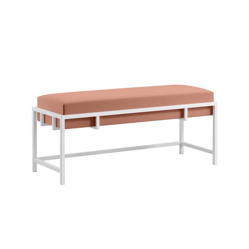 Ławka tapicerowana Bettso Lamo 100 cm nowoczesna w tkaninie royal velvet na białym stelażu różowy 1szt.