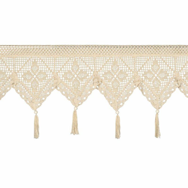 Zazdrostka MARTHA Eurofirany 30 x 150 cm beżowa koronkowa z ozdobnymi chwostami 1 szt.