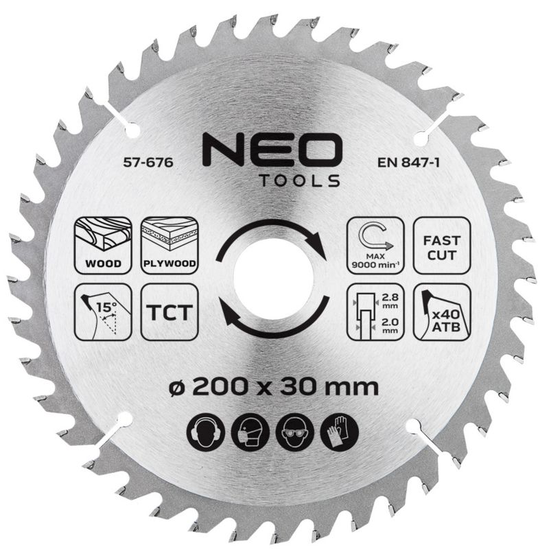 Tarcza do pilarki, widiowa NEO TOOLS, 200 x 30 mm, 40 zębów 1 szt
