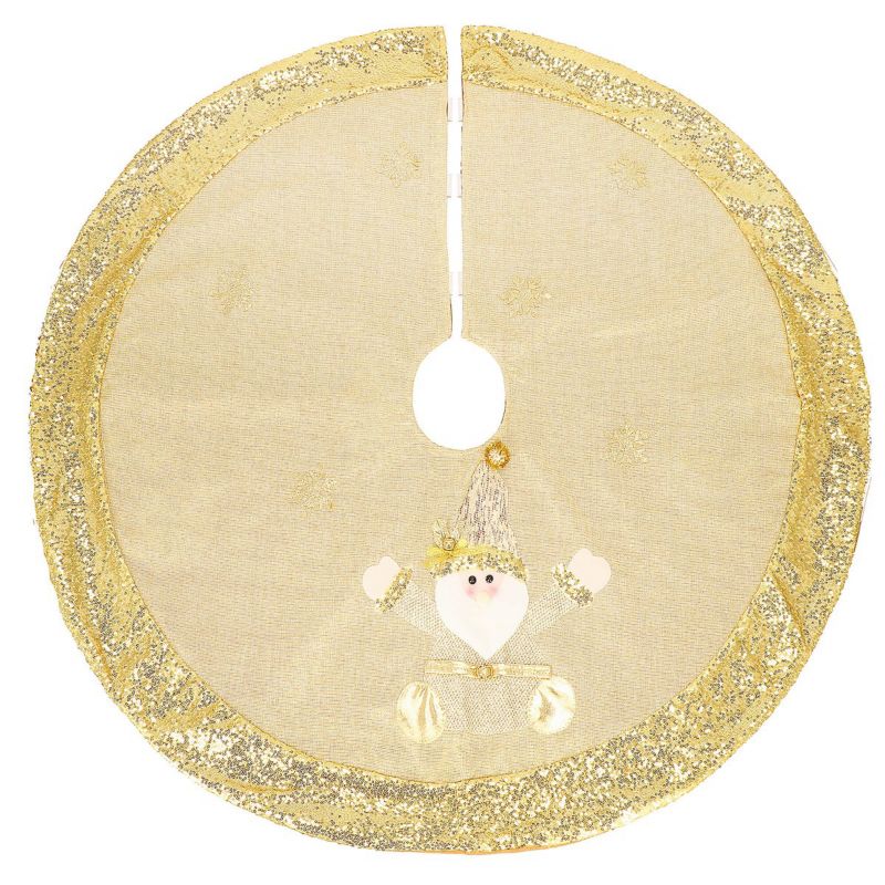 Dywanik pod choinkę Springos 106 cm z Mikołajem złoty 1 szt.