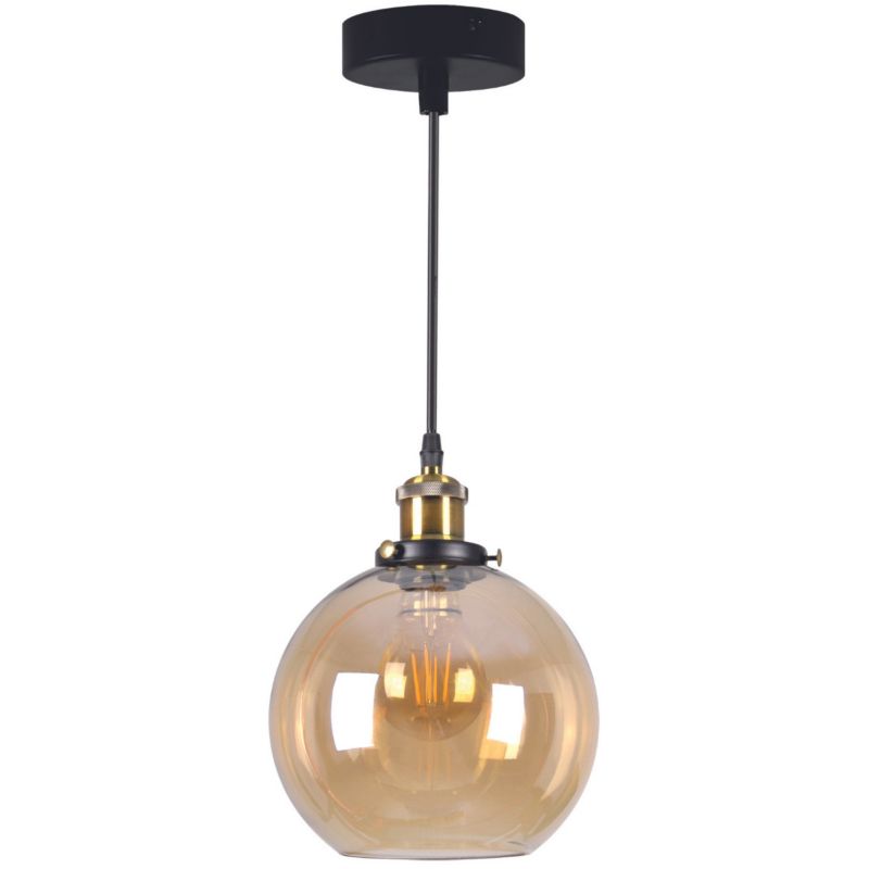 Lampa wisząca Polux Irwin 6202 czarno-złota-bursztynowy szklany klosz 1xE27 x 20W 1 szt.