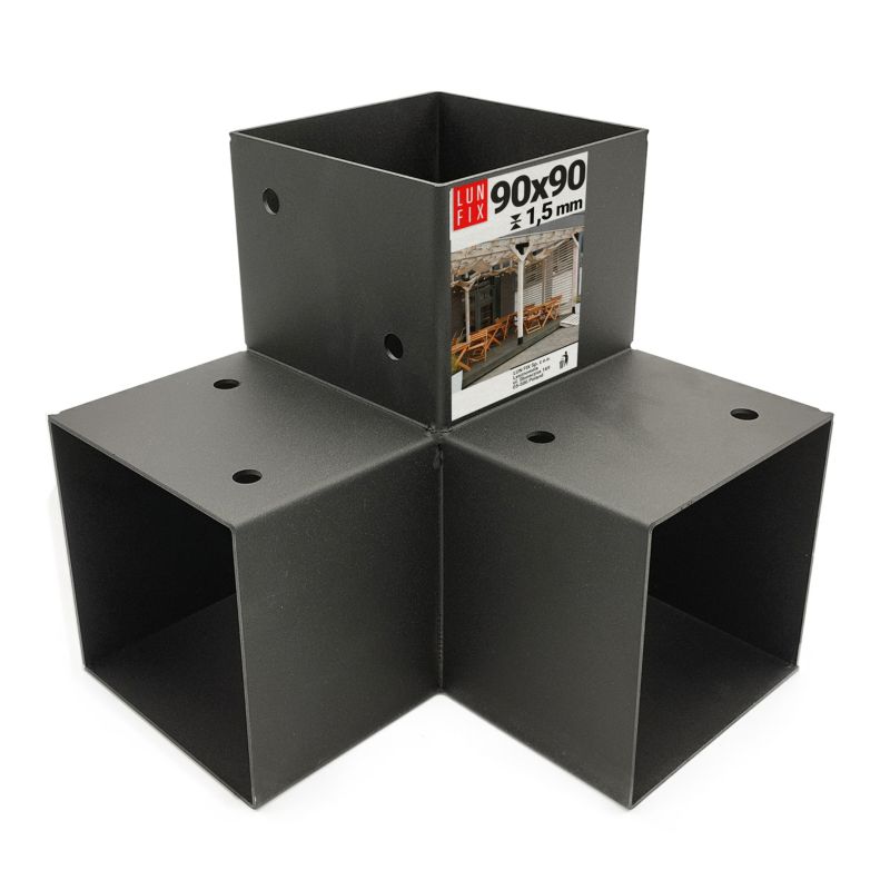 Łącznik do belek Lun Fix 3 końce Y 9x9 cm czarny 1szt.