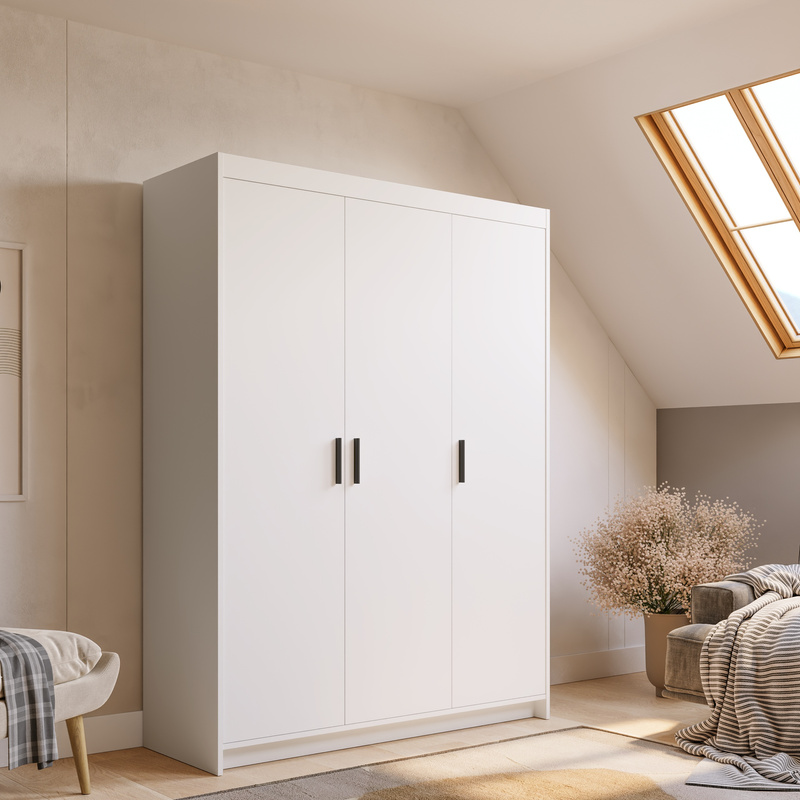 Biała modułowa szafa trzydrzwiowa KUBA