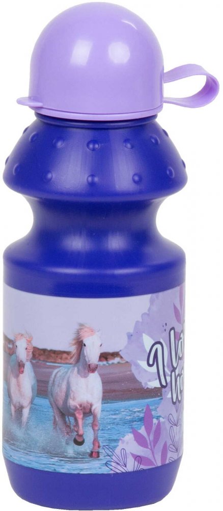 Bidon na wodę Derform K Konie 25, 330ml, fioletowy