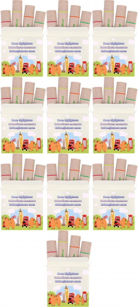 10x Zakreślacze Strigo Capybara Eko, ścięta, 1-5mm, 4 sztuki, mix kolorów neonowych