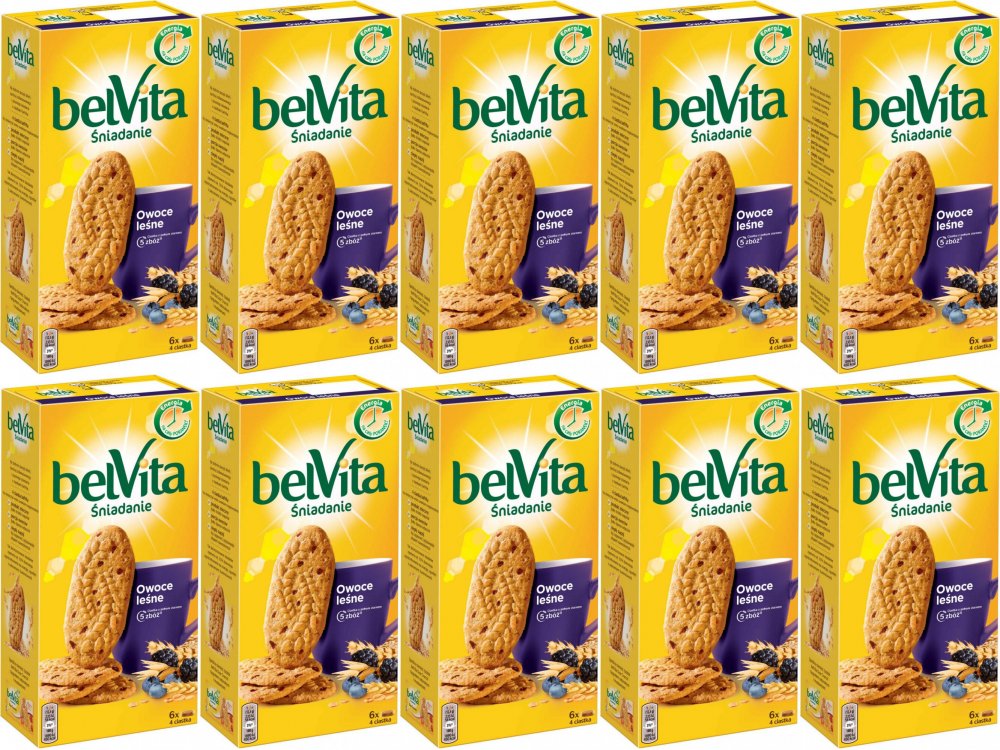 10x Ciastka zbożowe Belvita, owoce leśne, 300g