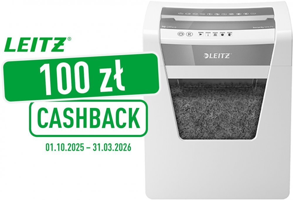 Niszczarka Leitz IQ Office P4, konfetti 4x40mm, do 15 kartek, P-4 DIN, biały