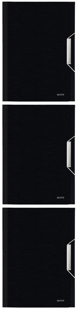 3x Teczka z przegródkami Leitz Style, A4, 6 przegródek, grzbiet 38mm, satynowa czerń