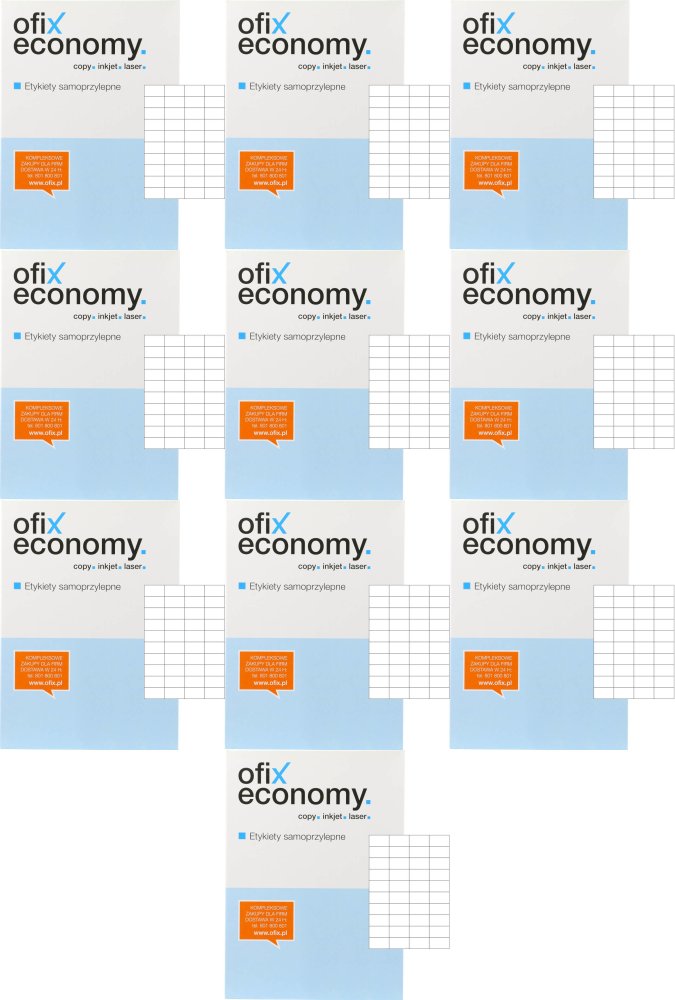 10x Etykiety samoprzylepne Ofix Economy, 52.5x29.6mm, 100 arkuszy, biały