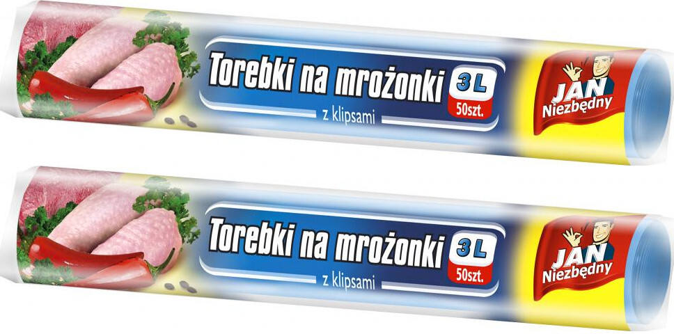 2x Torebki na mrożonki Jan Niezbędny, 3l, 50 sztuk, transparentny
