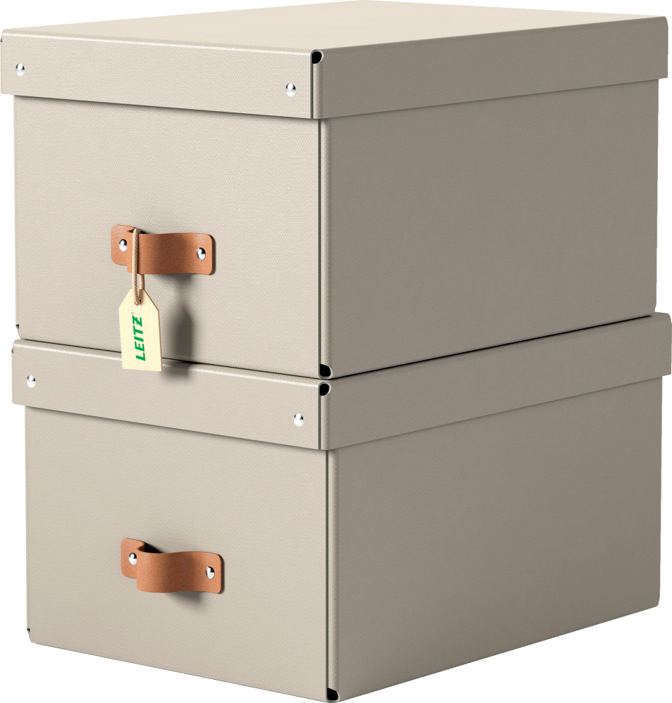 Pudełko do przechowywania Leitz Puro, średnie, 17l, z tektury z recyklingu, 2 sztuki, beżowy
