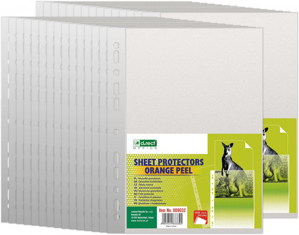 30x Koszulki groszkowe D.Rect, A4, 30μm, 100 sztuk, transparentny