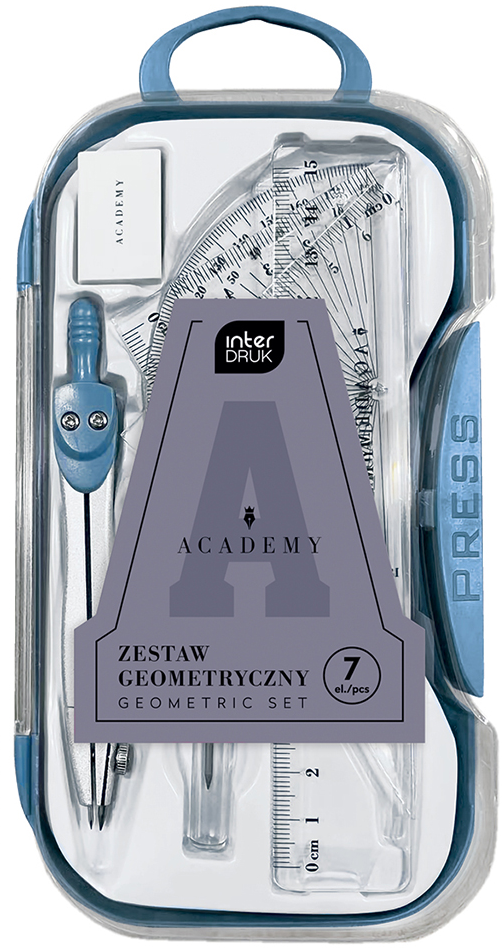 Zestaw geometryczny Interdruk Academy, 7 elementów, w etui