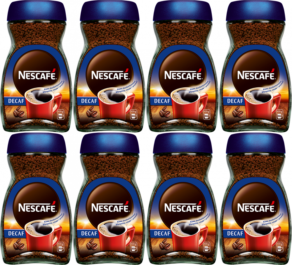 8x Kawa bezkofeinowa Nescafé Classic, rozpuszczalna, 100g
