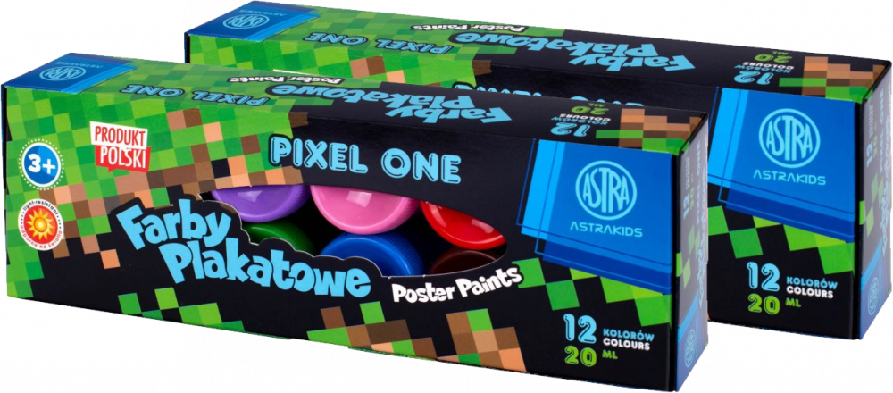 2x Farby plakatowe Astra Astrakids Pixel One, 20ml, 12 sztuk, mix kolorów