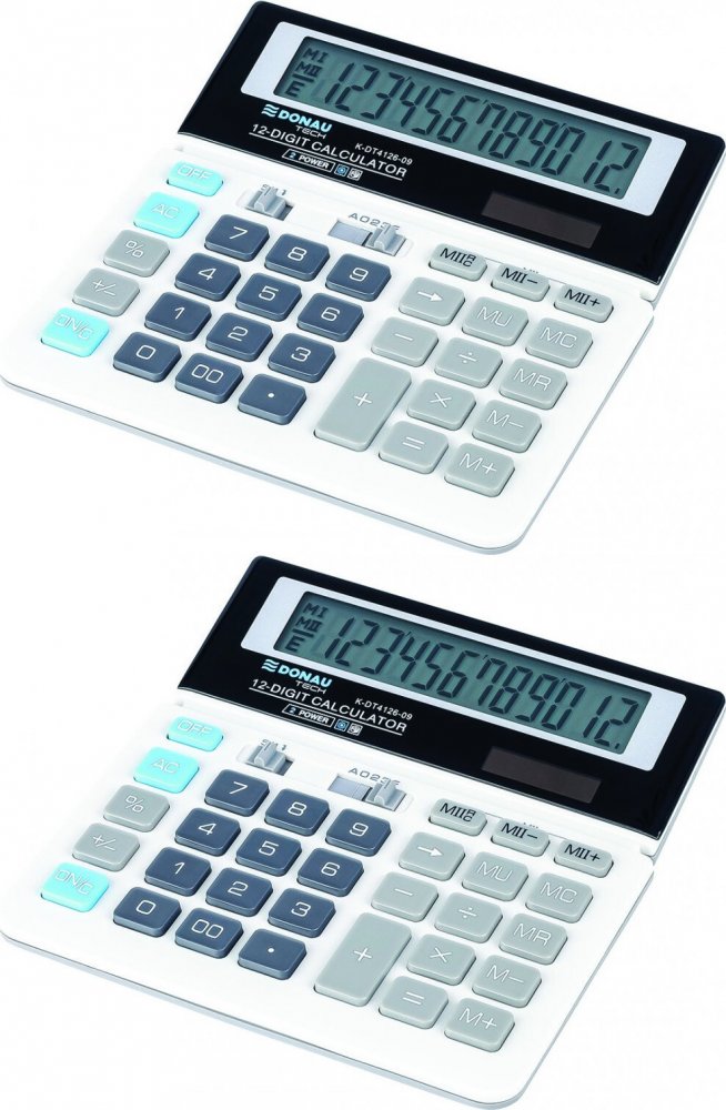 2x Kalkulator biurowy Donau Tech, 12-cyfr, biały
