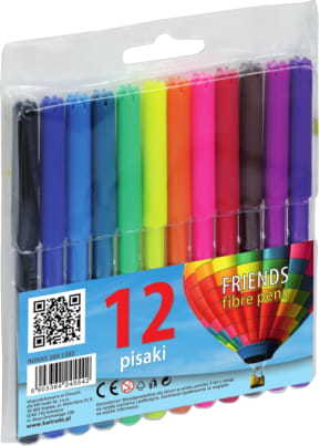 Pisak Friends, okrągła, 2mm, 12 sztuk, mix kolorów