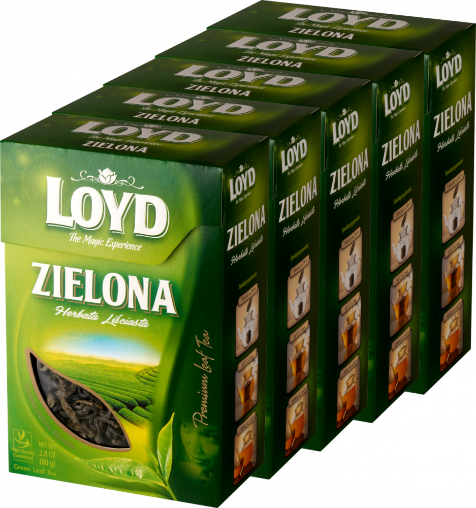 5x Herbata zielona liściasta Loyd, 80g