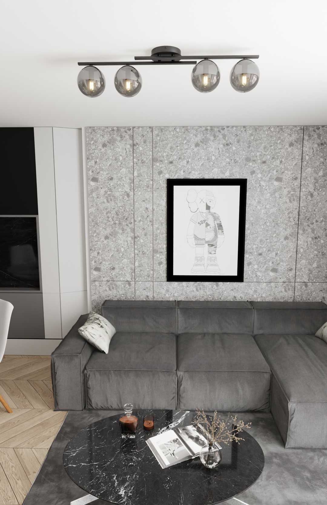 Emibig Kairo lampa podsufitowa 4x10 W grafitowa 1447/4