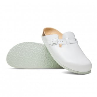 Obuwie medyczne klapki skórzane podeszwa korkowa 08