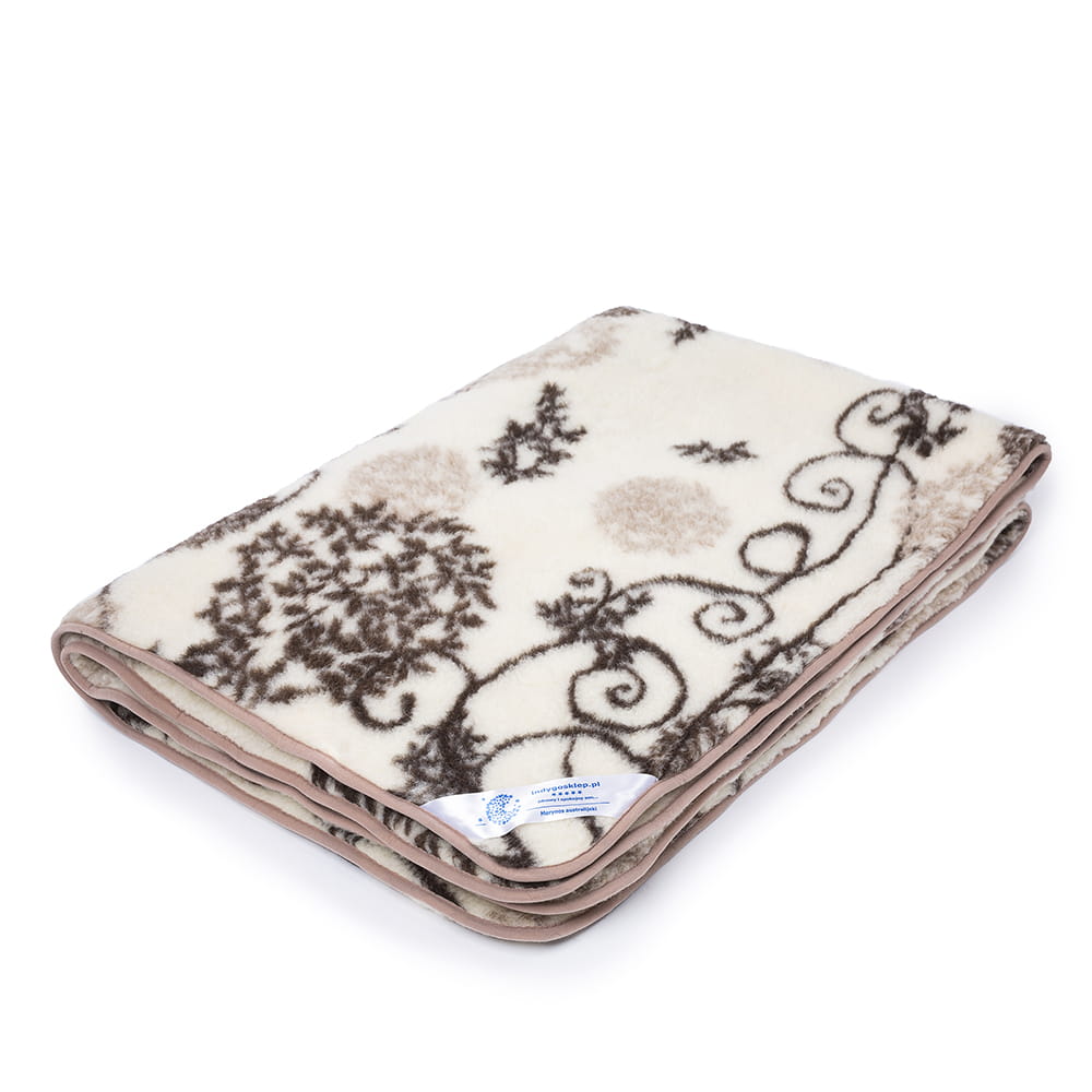 Kołdra wełniana merynos australijski, wzór natura 140x200 (+-5cm)