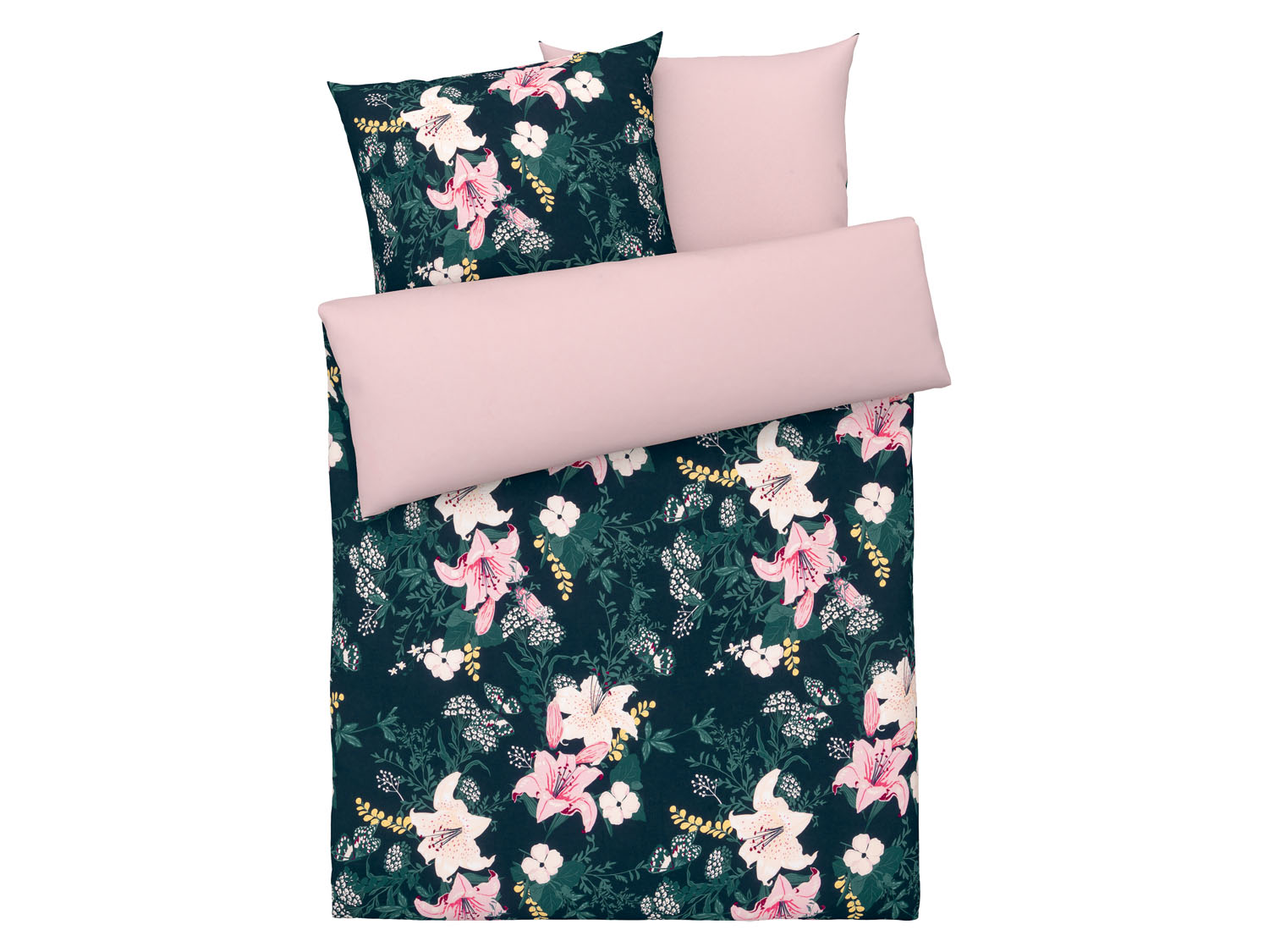 Livarno home Pościel z bawełny renforcé, 220 x 200 cm Kwiaty ciemne