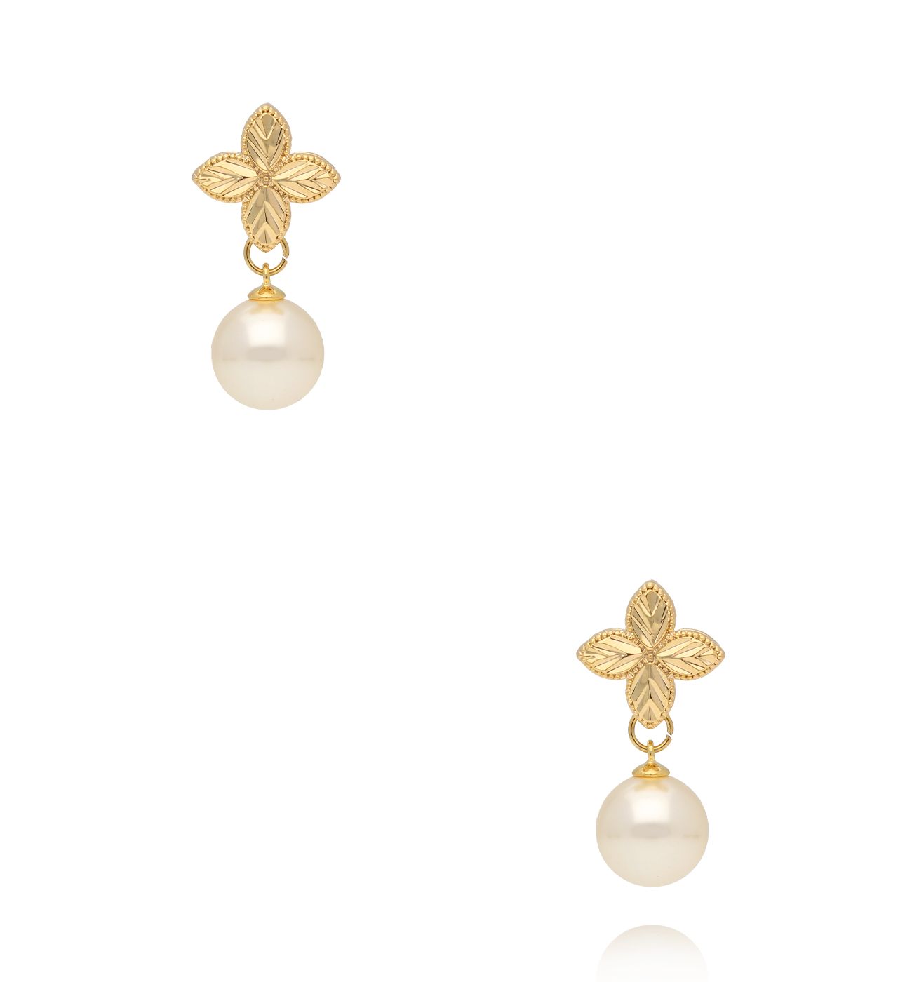 Kolczyki z perłami i koniczynkami złote KSS2186
