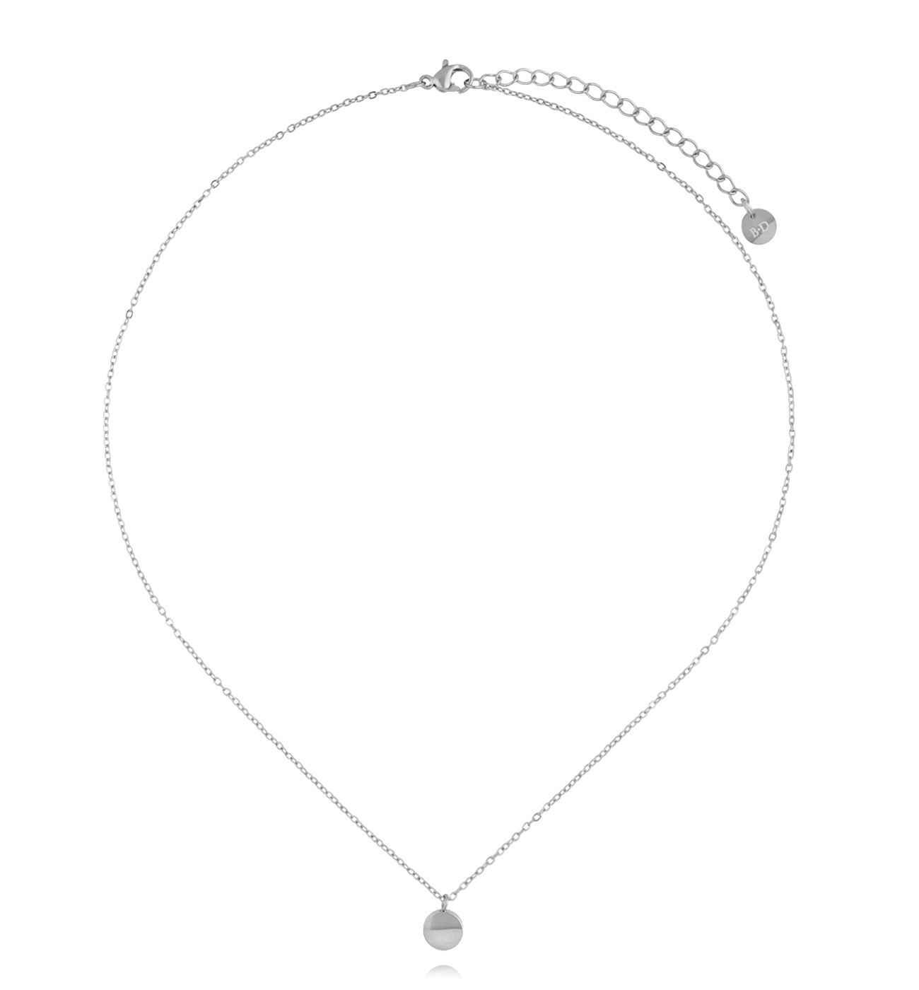 Naszyjnik z okrągłym dyskiem srebrny - By Dziubeka