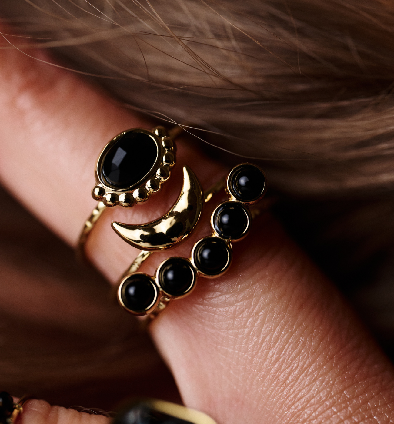 Pierścionek etniczny z czarnym agatem PEA0016 - By Dziubeka