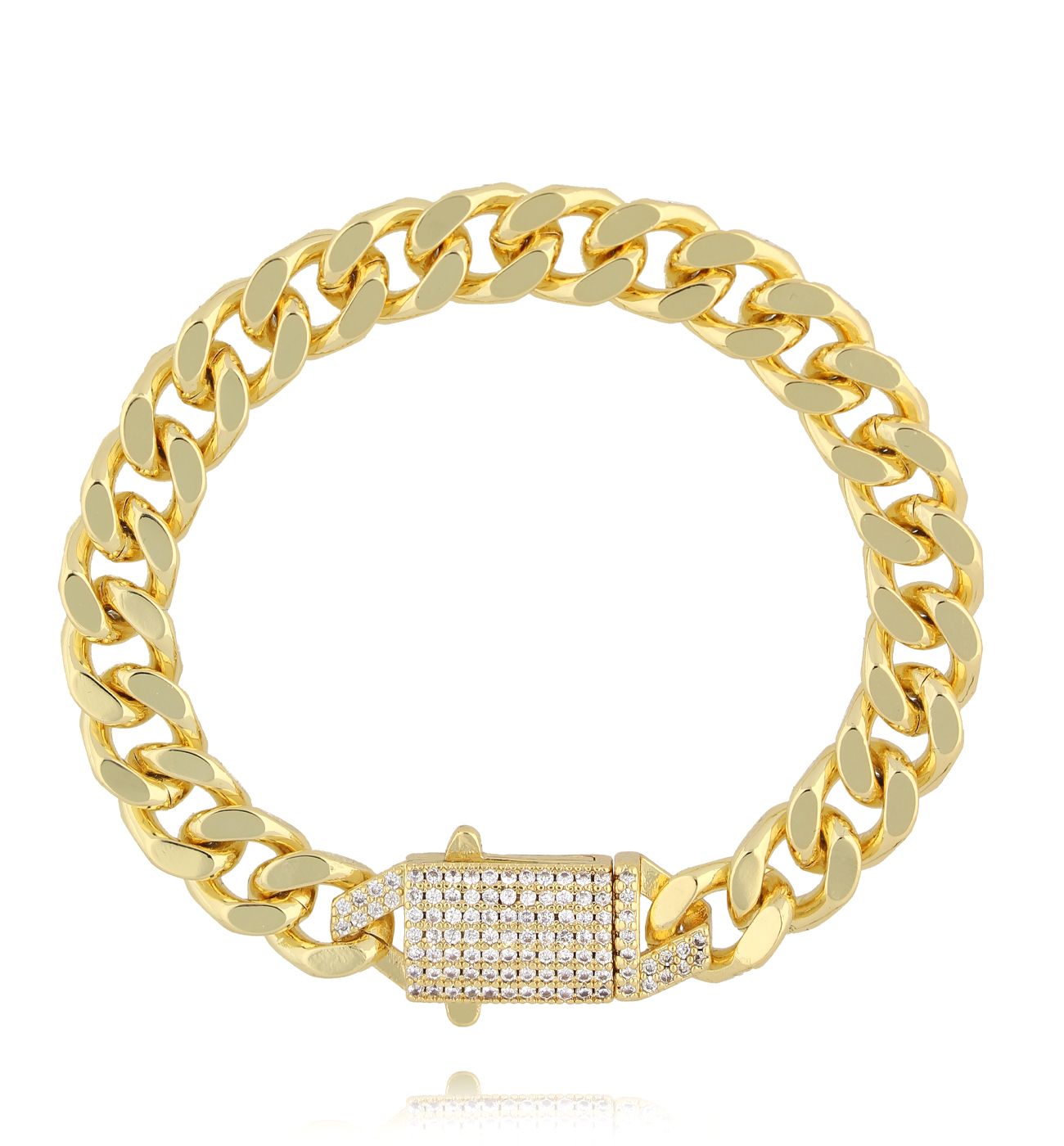 Bransoletka złota z zapięciem wysadzanym cyrkoniami BRG0273