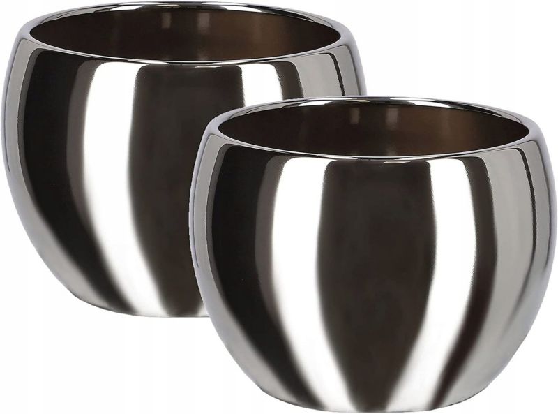Doniczka ceramiczna KOTARBAU 10 cm srebrny 2 szt.