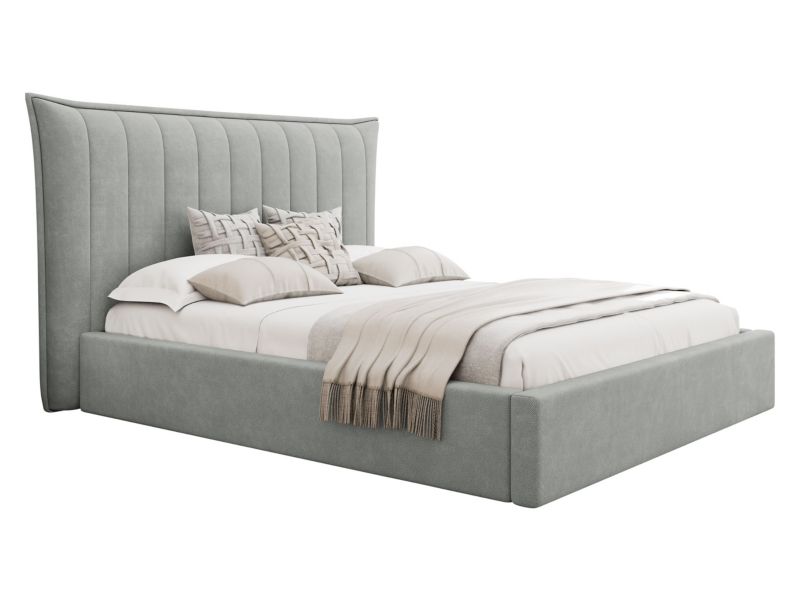 Łóżko tapicerowane MIRJAN 24 z pojemnikiem na pościel Lilkus 180x200 jasny szary 1 szt.