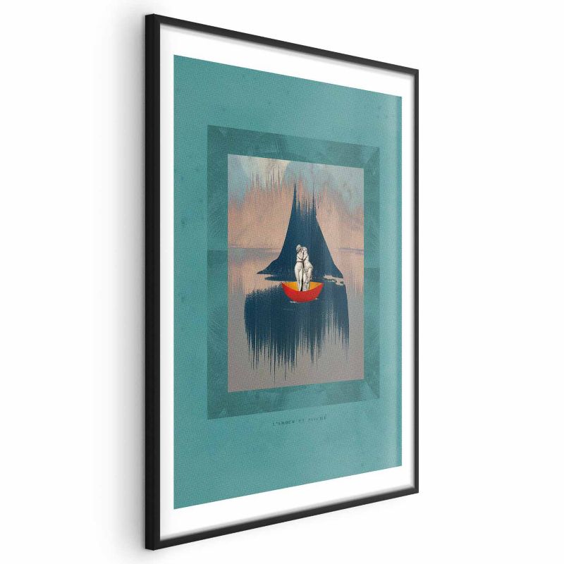 Plakat Artgeist Para na łodzi 60x90 cm z ramą czarną 1 szt