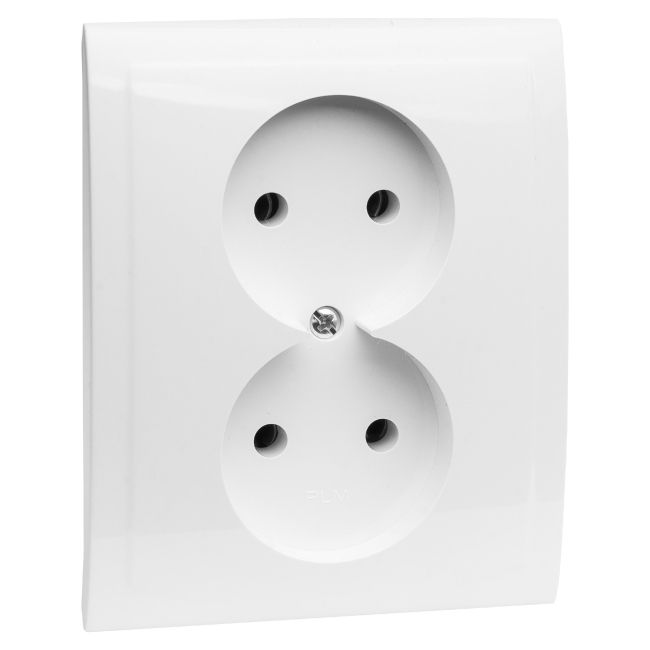 Gniazdo podwójne Polmark Tarnów Vega bez uziemienia białe