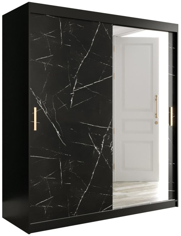 Szafa przesuwna Garderoba Abiks Marmur T2 180 czarny + czarny 1 szt.