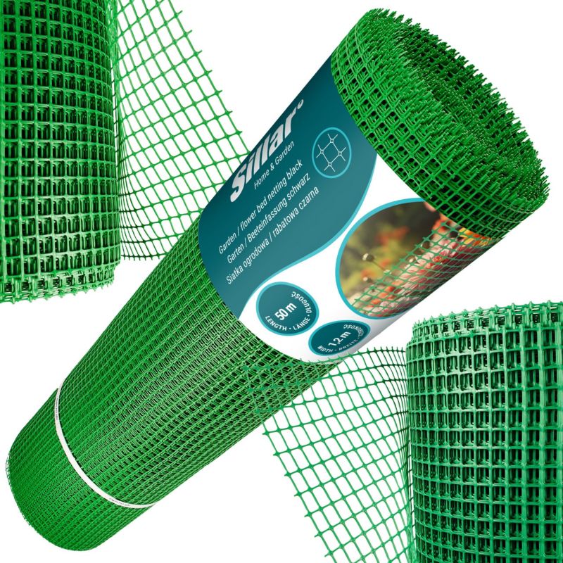 Siatka ogrodzeniowa, Sillar, siatka ogrodowa, ochronna, w rolce, przeciwko kretom, 1.2 m x 50 m, 320g/mb, zielona