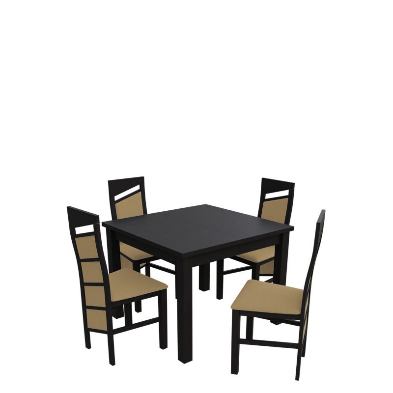 Zestaw RO33 MIRJAN 24 Stół rozkładany S28 90x90/240 + 4 krzesła K61 wenge + piaskowy 1 kpl.