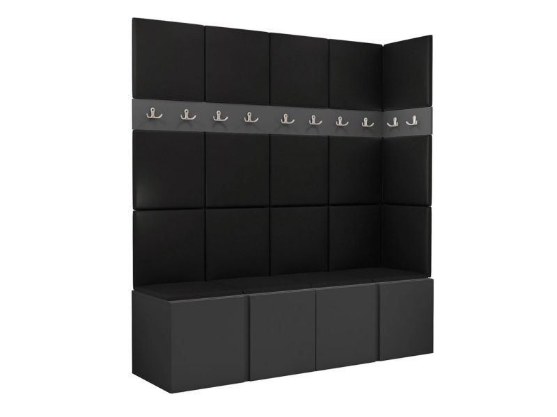 Garderoba MIRJAN 24 Orion II grafit + czarna ekoskóra 1 kpl.