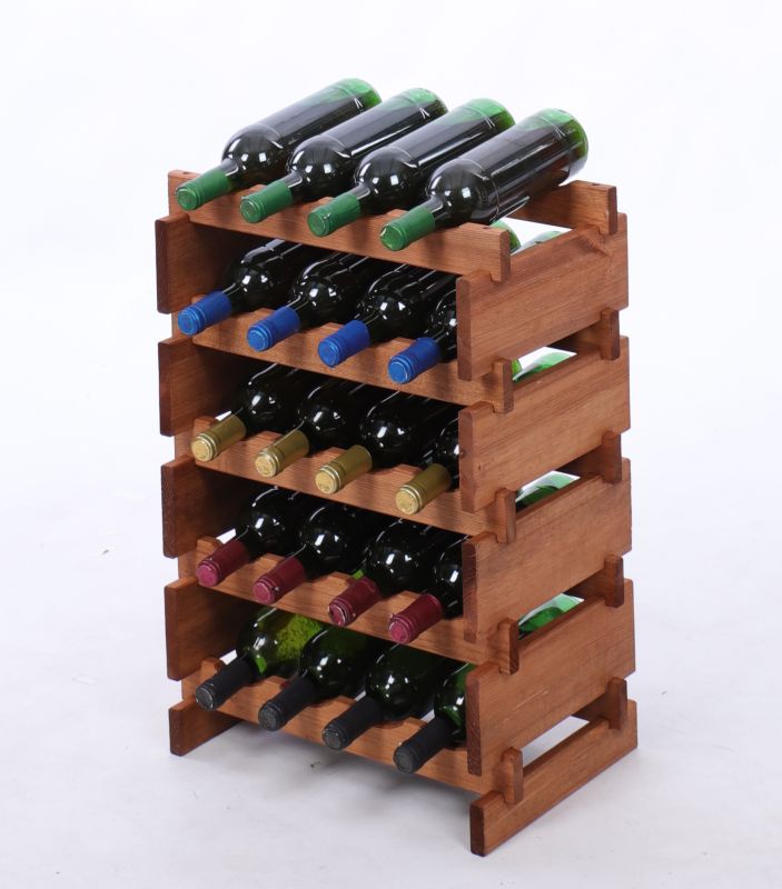 Stojak na wino MODO24 regał modułowy na butelki 5 leżni x 4 butelki montaż bez narzędzi impregnacja brązowa 1 szt.