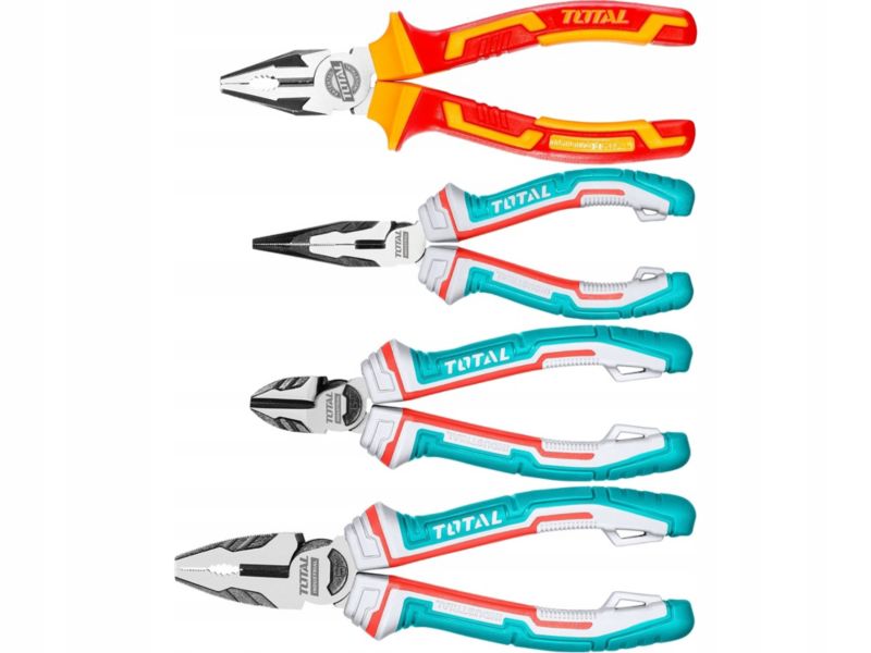 Zestaw szczypiec Total uniwersalnych tnących bocznych dla elektryków 4 sztuki