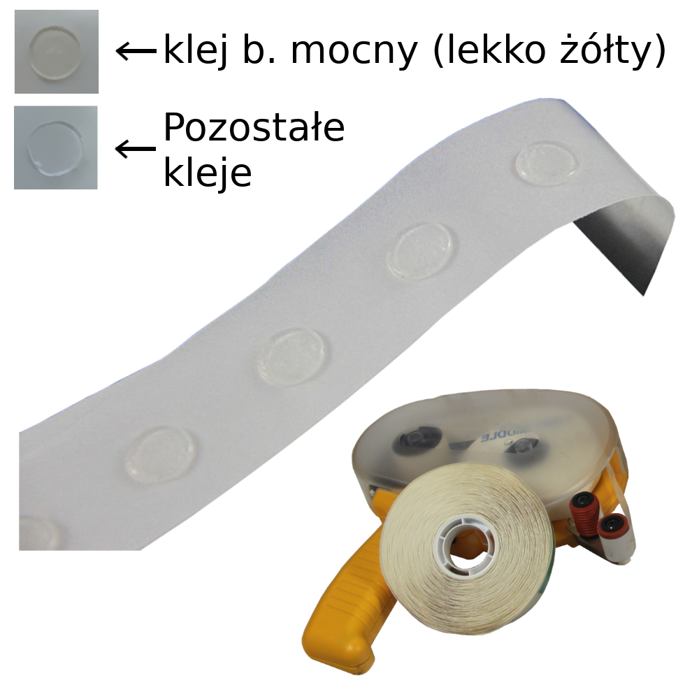 Kropki Klejowe Do Aplikatora ATG - Średnica 12mm, 1000szt Mocno Lepka - Opakowania.Online