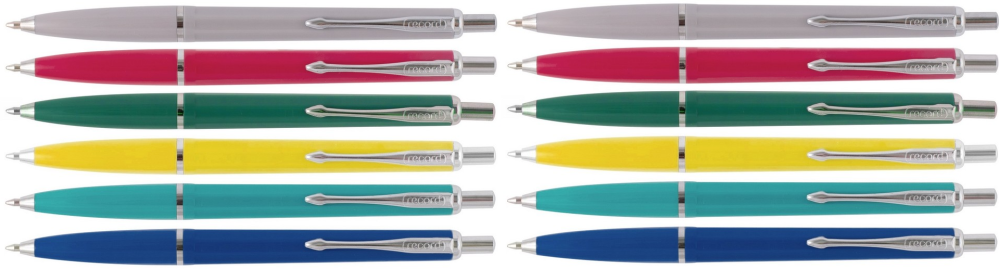 12x Długopis automatyczny wielkopojemny Record, 0.8mm, 1 sztuka, tusz kolor niebieski, obudowa mix kolorów