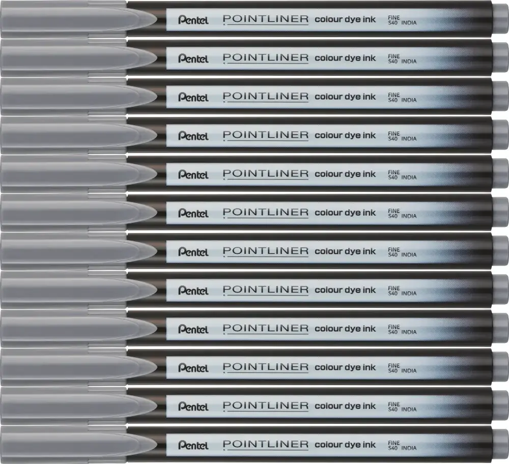 12x Cienkopis Pentel Pointliner Colour, szary