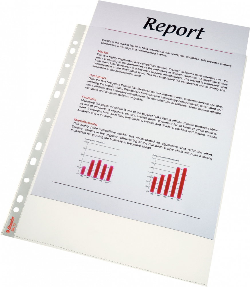 Koszulki krystaliczne Esselte, A4, 75μm, 100 sztuk, transparentny