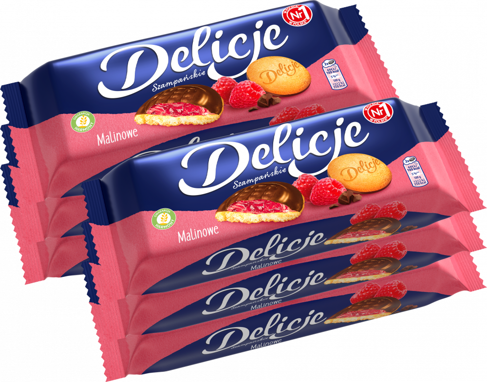6x Ciastka Delicje szampańskie Mondelez, malinowy, 147g