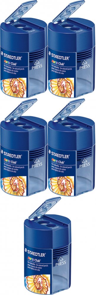 5x Temperówka Staedtler Noris Club, 2 otwory, niebieski
